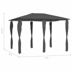 vidaXL Gazebo with Post Covers Anthracite 160 g/mÂ² Canopy Shelter Garden Tent - Additional view 3