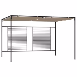 vidaXL Gazebo with Retractable Roof 3x4x2.3 m Taupe 180 g/mÂ² Canopy Shelter