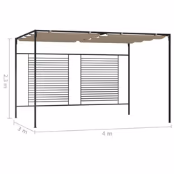 vidaXL Gazebo with Retractable Roof 3x4x2.3 m Taupe 180 g/mÂ² Canopy Shelter