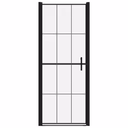 vidaXL Shower Door Tempered Glass Black Bathroom Washroom Accessory Enclosure
