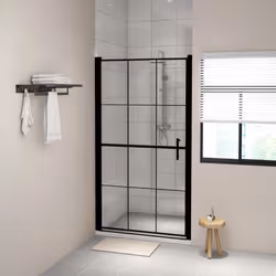 vidaXL Shower Door Tempered Glass Black Washroom Bathroom Accessory Enclosure