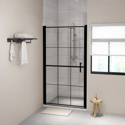 vidaXL Shower Door Tempered Glass Black Washroom Bathroom Accessory Enclosure