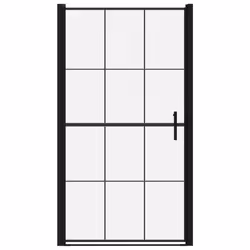 vidaXL Shower Door Tempered Glass Black Washroom Bathroom Accessory Enclosure