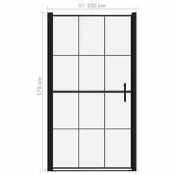 vidaXL Shower Door Tempered Glass Black Washroom Bathroom Accessory Enclosure - Additional view 4
