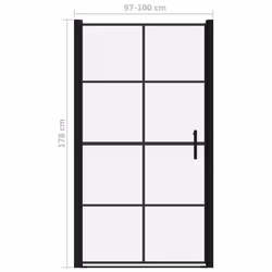 Shower Doors Tempered Glass 100x178 cm Black - Additional view 4