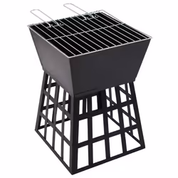 vidaXL 2-in-1 Fire Pit and BBQ Steel Charcoal Grill Fireplace Patio Heater - Additional view 4