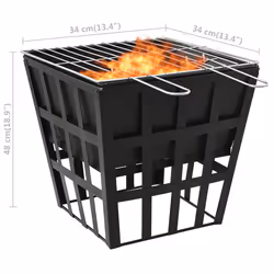 vidaXL 2-in-1 Fire Pit and BBQ Steel Charcoal Grill Fireplace Patio Heater - Additional view 7