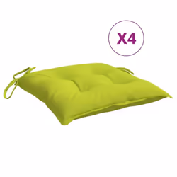 vidaXL Outdoor Chair Cushions in Bright Green - 4 pcs Set of 15.7x15.7x2.8, 100% Polyester Oxford Fabric, PP Hollow Fiber Filled, Easy-to-Tie, Weat