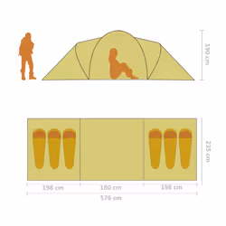 vidaXL Camping Tent 6 Persons Blue and Light Blue Outdoor Hiking Sleeping Tool