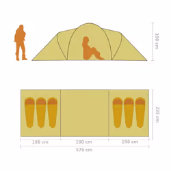 vidaXL Camping Tent 6 Persons Blue and Yellow Outdoor Hiking Sleeping House - Additional view 10
