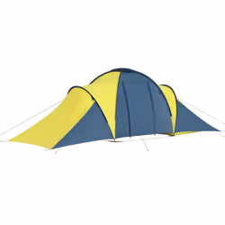 vidaXL Camping Tent 6 Persons Blue and Yellow Outdoor Hiking Sleeping House