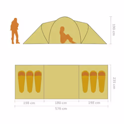 vidaXL Camping Tent 6 Persons Grey and Orange Outdoor Hiking Sleeping House - Additional view 10