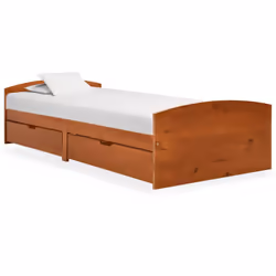 vidaXL Solid Wood Pine Bed Frame with 2 Drawers Honey Brown 90x200 cm Bedstead