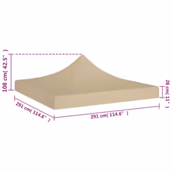 vidaXL Party Tent Roof Beige 270 g/mÂ² Replacement Canopy Gazebo Top Cover - Additional view 4