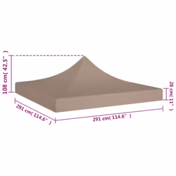 vidaXL Party Tent Roof Taupe 270 g/mÂ² Replacement Canopy Gazebo Top Cover - Additional view 6