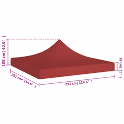 vidaXL Party Tent Roof Burgundy 270 g/mÂ² Replacement Canopy Gazebo Top Cover - Additional view 4
