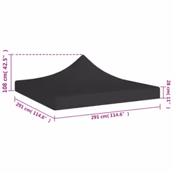 vidaXL Party Tent Roof Black 270 g/mÂ² Replacement Canopy Gazebo Top Cover - Additional view 4