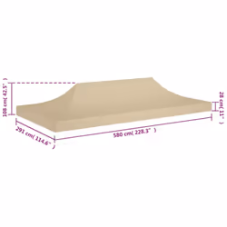 vidaXL Party Tent Roof 6x3 m Beige 270 g/mÂ² Replacement Canopy Gazebo Cover - Additional view 5