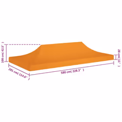 vidaXL Party Tent Roof 6x3 m Orange 270 g/mÂ² Replacement Canopy Gazebo Cover - Additional view 5