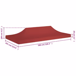 vidaXL Party Tent Roof 6x3 m Burgundy 270 g/mÂ² Replacement Canopy Gazebo Cover - Additional view 5