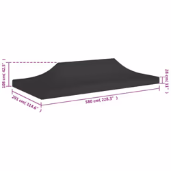 vidaXL Party Tent Roof 6x3 m Black 270 g/mÂ² Replacement Canopy Gazebo Cover