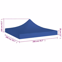 vidaXL Party Tent Roof 2x2 m Blue 270 g/mÂ² Replacement Canopy Gazebo Cover - Additional view 4