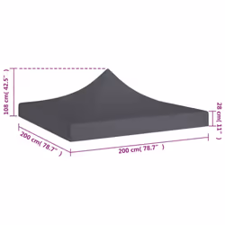 vidaXL Party Tent Roof 2x2 m Anthracite 270 g/mÂ² Replacement Gazebo Cover - Additional view 4