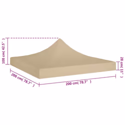 vidaXL Party Tent Roof 2x2 m Beige 270 g/mÂ² Replacement Canopy Gazebo Cover - Additional view 4