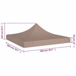 vidaXL Party Tent Roof 2x2 m Taupe 270 g/mÂ² Replacement Canopy Gazebo Cover