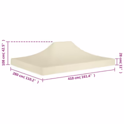 vidaXL Party Tent Roof 4x3 m Cream 270 g/mÂ² Replacement Canopy Gazebo Cover