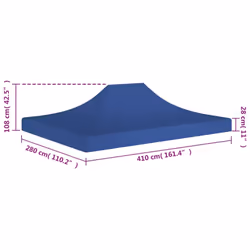 vidaXL Party Tent Roof 4x3 m Blue 270 g/mÂ² Replacement Canopy Gazebo Cover