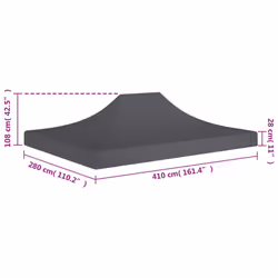 vidaXL Party Tent Roof 4x3 m Anthracite 270 g/mÂ² Replacement Canopy Cover
