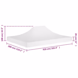 vidaXL Party Tent Roof 4x3 m White 270 g/mÂ² Replacement Canopy Gazebo Cover