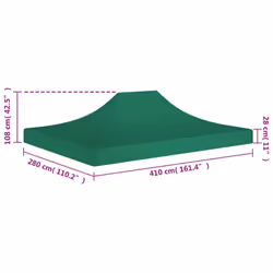vidaXL Party Tent Roof 4x3 m Green 270 g/mÂ² Replacement Canopy Gazebo Cover - Additional view 5