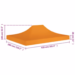 vidaXL Party Tent Roof 4x3 m Orange 270 g/mÂ² Replacement Canopy Gazebo Cover