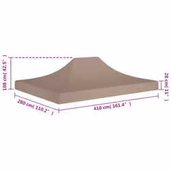 vidaXL Party Tent Roof 4x3 m Taupe 270 g/mÂ² Replacement Canopy Gazebo Cover - Additional view 3