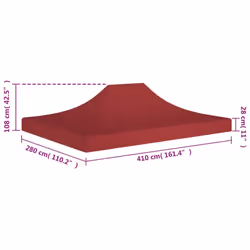 vidaXL Party Tent Roof 4x3 m Burgundy 270 g/mÂ² Replacement Canopy Gazebo Cover
