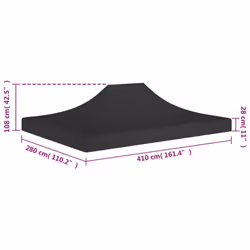 vidaXL Party Tent Roof 4x3 m Black 270 g/mÂ² Replacement Canopy Gazebo Cover