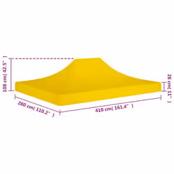 vidaXL Party Tent Roof 4x3 m Yellow 270 g/mÂ² Replacement Canopy Gazebo Cover - Additional view 5