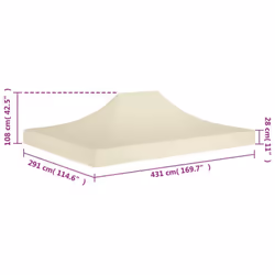 vidaXL Party Tent Roof 4.5x3 m Cream 270 g/mÂ² Replacement Canopy Gazebo Cover - Additional view 3