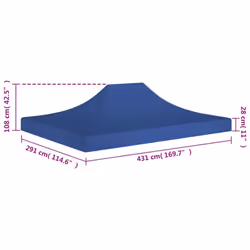 vidaXL Party Tent Roof 4.5x3 m Blue 270 g/mÂ² Replacement Canopy Gazebo Cover - Additional view 5