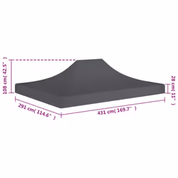 vidaXL Party Tent Roof 4.5x3 m Anthracite 270 g/mÂ² Replacement Canopy Cover - Additional view 5