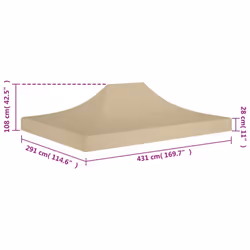 vidaXL Party Tent Roof 4.5x3 m Beige 270 g/mÂ² Replacement Canopy Gazebo Cover - Additional view 5