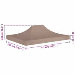 vidaXL Party Tent Roof 4.5x3 m Taupe 270 g/mÂ² Replacement Canopy Gazebo Cover