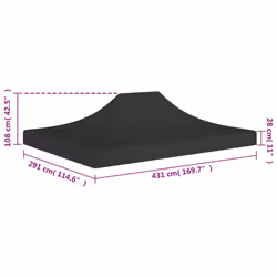 vidaXL Party Tent Roof 4.5x3 m Black 270 g/mÂ² Replacement Canopy Gazebo Cover