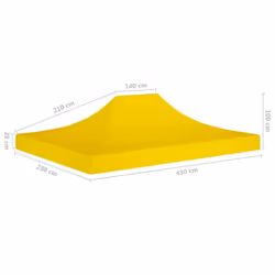 vidaXL Party Tent Roof 4.5x3 m Yellow 270 g/mÂ² Replacement Canopy Gazebo Cover - Additional view 5