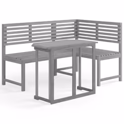 vidaXL Solid Acacia Wood Bistro Set 2 Piece Grey Furniture Table and Bench
