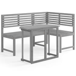 vidaXL Solid Acacia Wood Bistro Set 2 Piece Grey Furniture Table and Bench