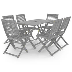 vidaXL Solid Acacia Wood Garden Dining Set 7 Piece Grey Furniture Outdoot