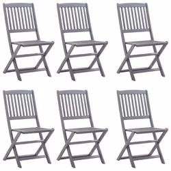 vidaXL Solid Acacia Wood Garden Dining Set 7 Piece Grey Furniture Outdoot - Additional view 7